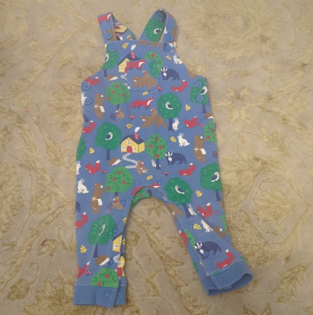 Baby Boden Overalls AOP Forest Friends Animals 12-18 Months Blue Mini Boden